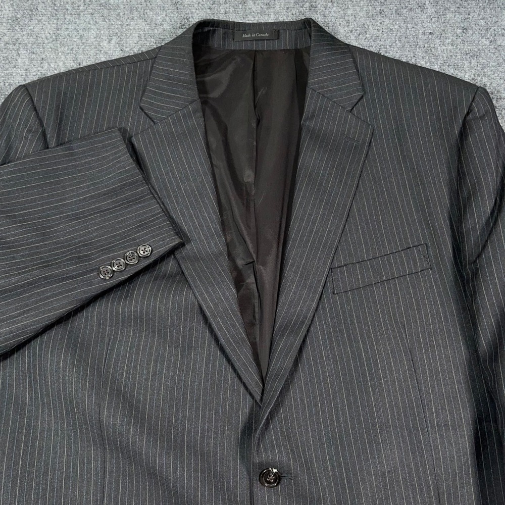 LRL Ralph Lauren Suit Jacket Mens 50L Pinstripe Wool 2-Button Blazer Grey Office